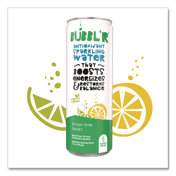 Antioxidant Sparkling Water, Lemon Lime Twist'r, 12 oz Can, 12 Cans/Carton