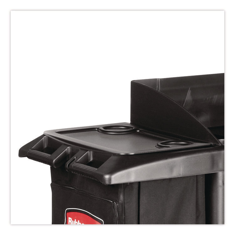 Multi-Shelf Cleaning Cart, Plastic, 4 Shelves, 1 Bin, 22" x 49" x 50", Black