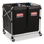 Two-Compartment Collapsible X-Cart, Synthetic Fabric, 2.49 cu ft Bins, 24.1" x 35.7" x 34", Black/Silver