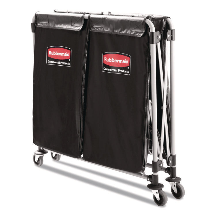 Two-Compartment Collapsible X-Cart, Synthetic Fabric, 2.49 cu ft Bins, 24.1" x 35.7" x 34", Black/Silver