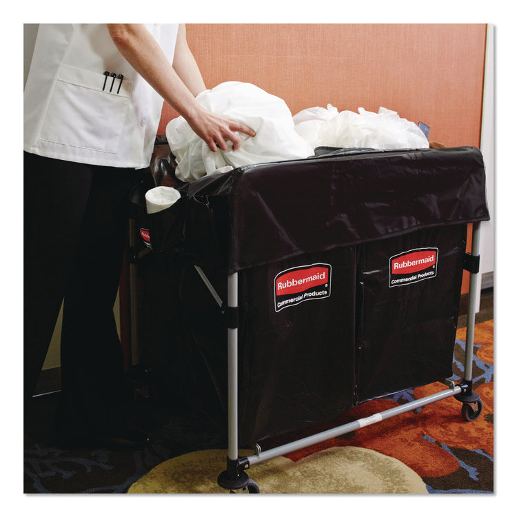 Two-Compartment Collapsible X-Cart, Synthetic Fabric, 2.49 cu ft Bins, 24.1" x 35.7" x 34", Black/Silver