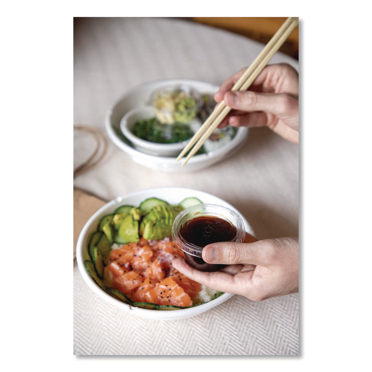 Compostable Clear PLA Plastic Portion Cup Lids, Fits 2 oz to 4 oz Portion Cups, Clear, 2,000/Carton