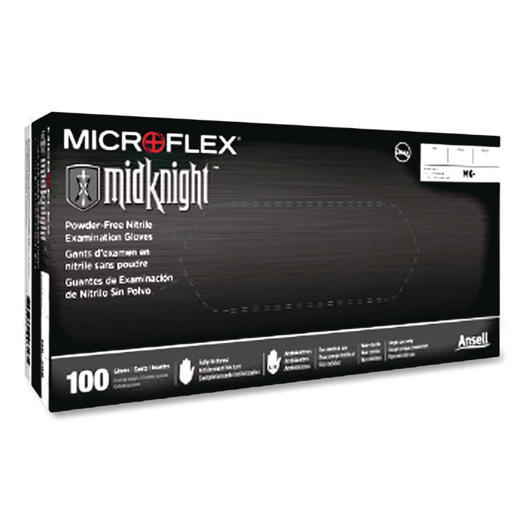 MICROFLEX MidKnight Powder-Free Nitrile Gloves, XX-Large, 4.7 mil (Palm), 5.9 mil (Fingers), 9.6" Long, Black, 100/Box