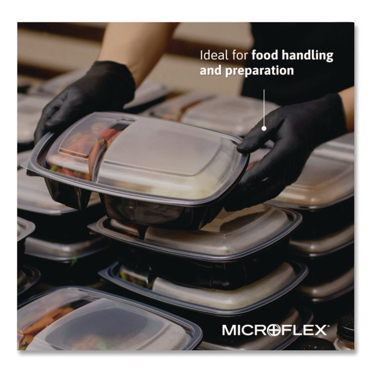 MICROFLEX MidKnight Powder-Free Nitrile Gloves, XX-Large, 4.7 mil (Palm), 5.9 mil (Fingers), 9.6" Long, Black, 100/Box