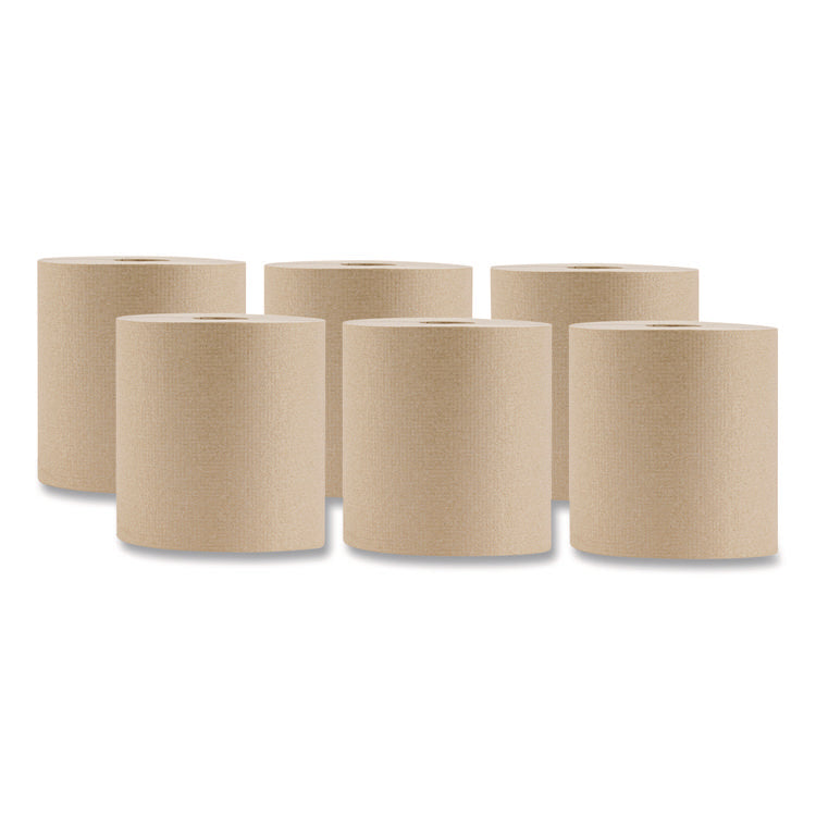 Hardwound Towel, 1-Ply, Brown, 800 ft, 6 Rolls/Carton