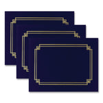 Premium Textured Certificate Holder, 12.65 X 9.75, Navy, 3/pack