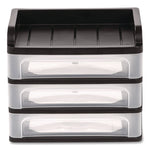 Small Three-Drawer Desktop Storage, 3 Sections, 9.13 X 6.88 X 8.13, Black/clear