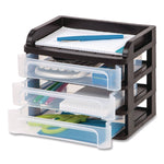 Small Three-Drawer Desktop Storage, 3 Sections, 9.13 X 6.88 X 8.13, Black/clear