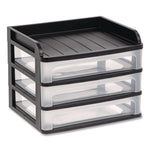 Small Three-Drawer Desktop Storage, 3 Sections, 9.13 X 6.88 X 8.13, Black/clear