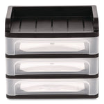 Medium Three-Drawer Desktop Storage, 3 Sections, Letter Size Files, 14.25 X 11.88 X 11.25, Black/clear