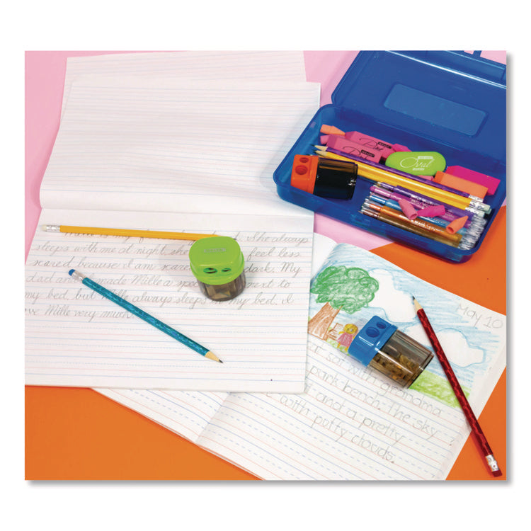 Dual Blades Sharpener with Round Receptacle, Two-Hole, 2.25 x 1.6, Randomly Assorted Colors