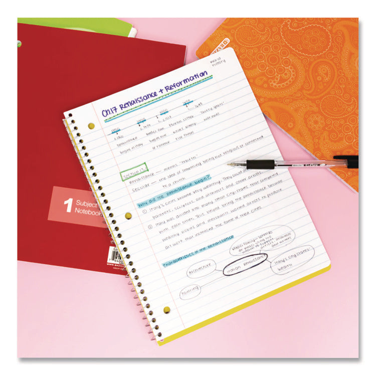 Spiral Notebooks, 3-Subject, Medium/College Rule, Randomly Assorted Cover Color, (120) 10.5 x 8 Sheets