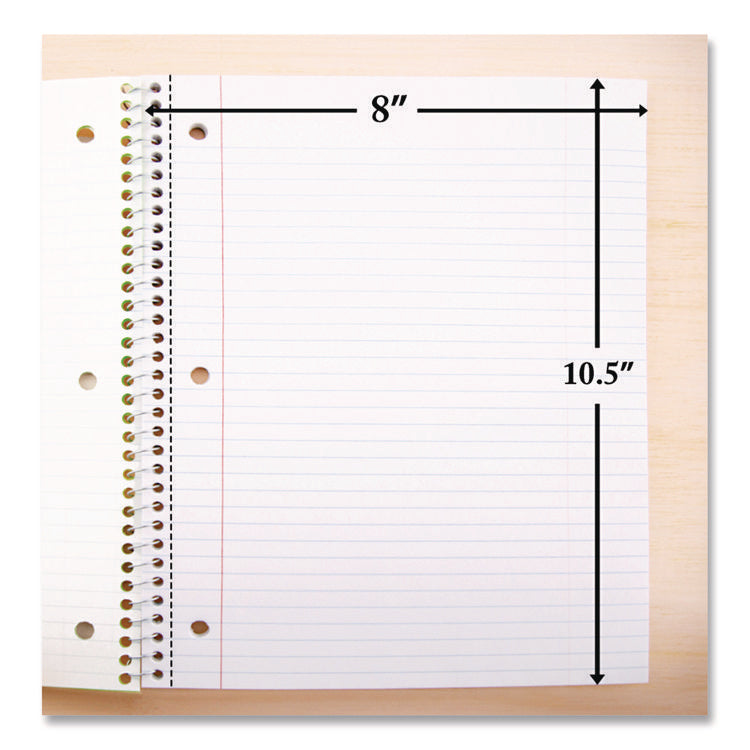 Spiral Notebooks, 3-Subject, Medium/College Rule, Randomly Assorted Cover Color, (120) 10.5 x 8 Sheets