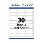 White Address Labels W/ Sure Feed Technology For Laser Printers, Laser Printers, 1 X 2.63, White, 30/sheet, 250 Sheets/box