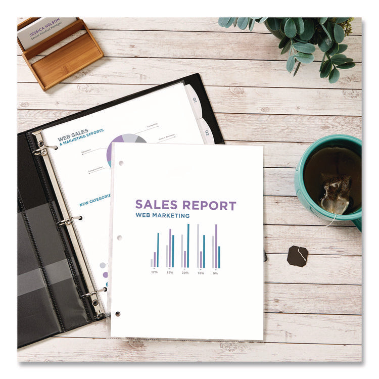 Page Size Heavyweight Three-Hole Punched Sheet Protector, Top Load 8.5 x 11 Insert, Nonglare Clear Front, 50/Box