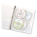 Two-Sided CD Organizer Sheets for Three-Ring Binder, 4 Disc Capacity, Clear, 5/Pack