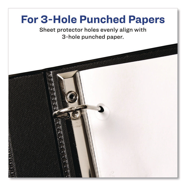 Page Size Heavyweight Three-Hole Punched Sheet Protector, Top Load 8.5 x 11 Insert, Nonglare Clear Front, 50/Box
