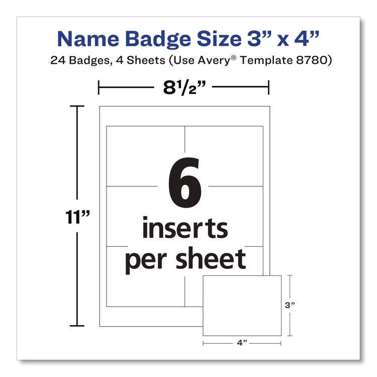Magnetic Style Name Badge Kit, Horizontal, 4 X 3, White, 24/pack