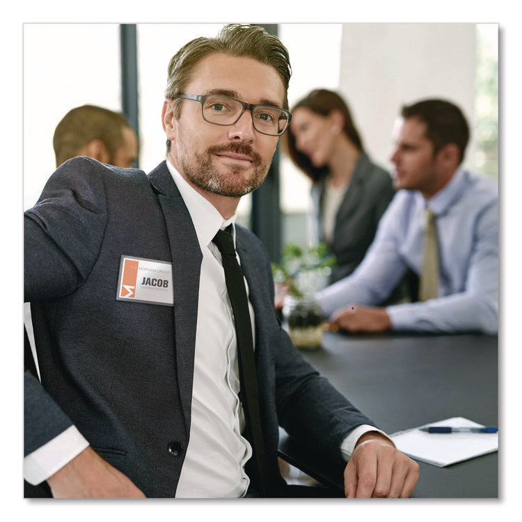 Magnetic Style Name Badge Kit, Horizontal, 4" X 3", White, 48/pack