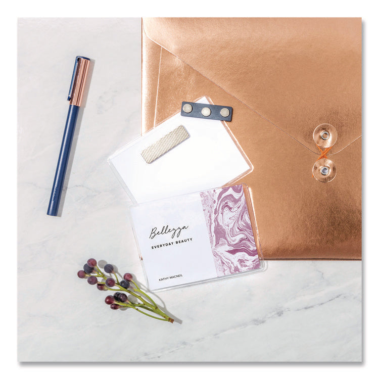 Magnetic Style Name Badge Kit, Horizontal, 4" X 3", White, 48/pack