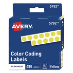Handwrite-Only Permanent Self-Adhesive Round Color-Coding Labels in Dispensers, 0.25" dia, Yellow, 450/Roll, (5792)