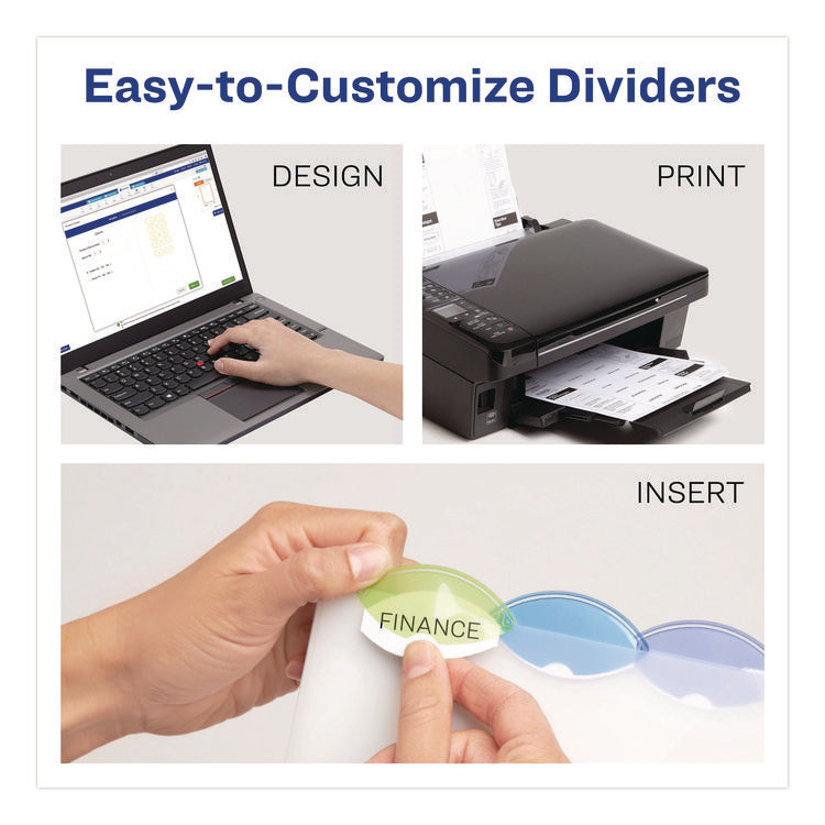 Insertable Style Edge Tab Plastic 1-Pocket Dividers, 5-Tab, 11.25 x 9.25, Translucent, 1 Set