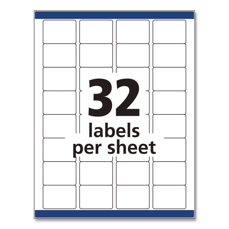 Permanent Id Labels W/ Sure Feed Technology, Inkjet/laser Printers, 1.25 X 1.75, White, 32/sheet, 15 Sheets/pack
