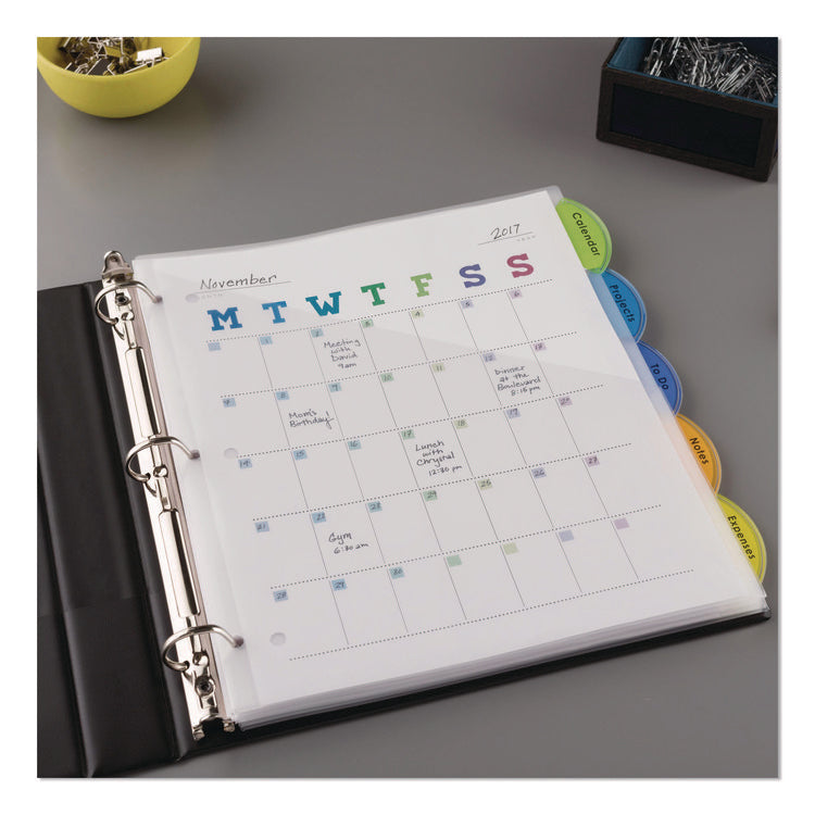 Insertable Style Edge Tab Plastic 1-Pocket Dividers, 5-Tab, 11.25 x 9.25, Translucent, 1 Set