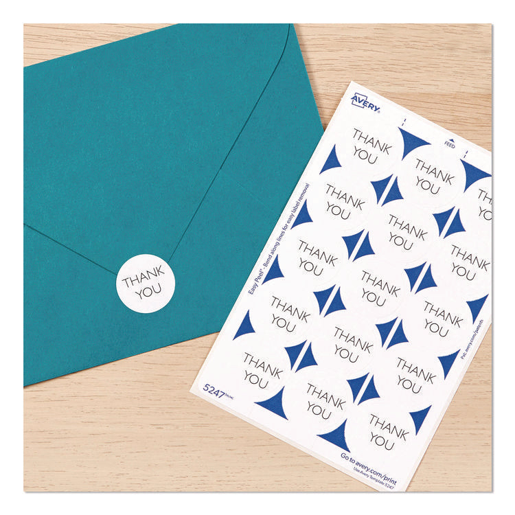 Printable Mailing Seals, 1" dia, White, 15/Sheet, 40 Sheets/Pack, (5247)