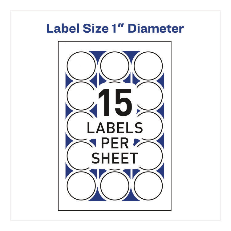 Printable Mailing Seals, 1" dia, White, 15/Sheet, 40 Sheets/Pack, (5247)