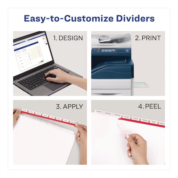 Print and Apply Index Maker Clear Label Dividers, Copiers, 8-Tab, 11 x 8.5, White, 5 Sets