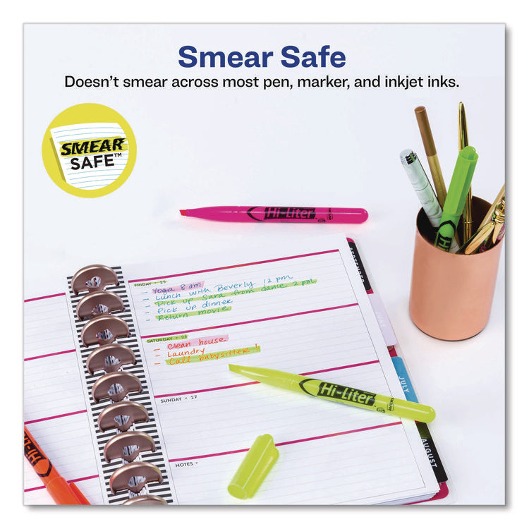 Hi-Liter Pen-Style Highlighters, Assorted Ink Colors, Chisel Tip, Assorted Barrel Colors, 6/set