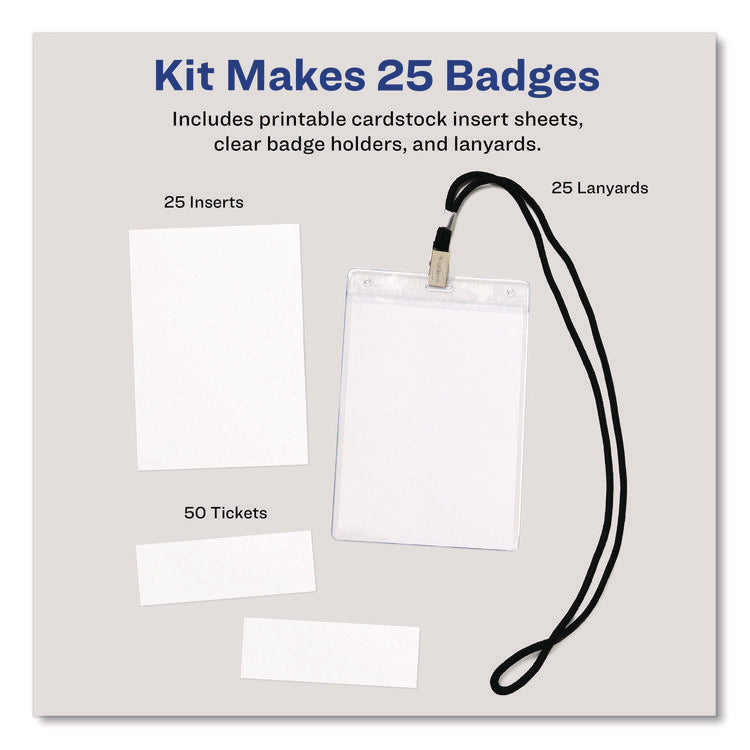 Lanyard-Style Badge Holder W/laser/inkjet Inserts, Top Load, 4.25 X 6, We, 25/pk