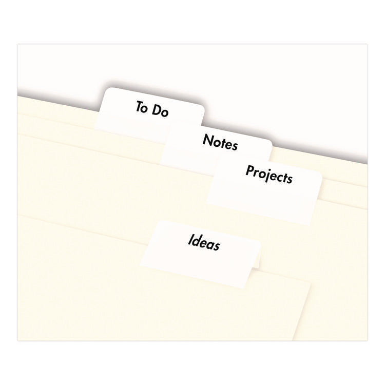 Printable Plastic Tabs with Repositionable Adhesive, 1/5-Cut, White, 1.25" Wide, 96/Pack