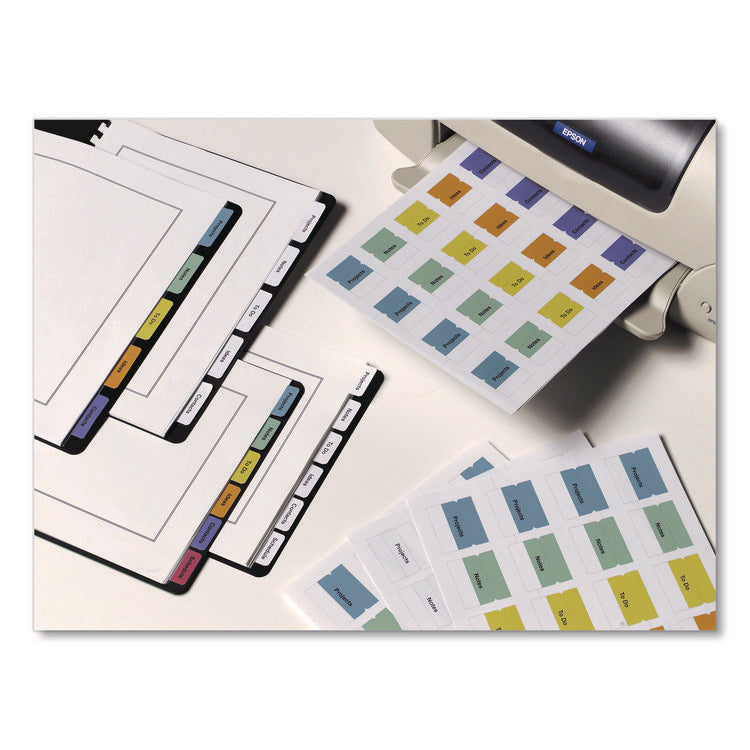 Printable Plastic Tabs with Repositionable Adhesive, 1/5-Cut, White, 1.25" Wide, 96/Pack