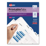 Printable Plastic Tabs with Repositionable Adhesive, 1/5-Cut, White, 1.25" Wide, 96/Pack
