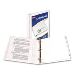 Touchguard Protection Heavy-Duty View Binders With Slant Rings, 3 Rings, 1" Capacity, 11 X 8.5, White