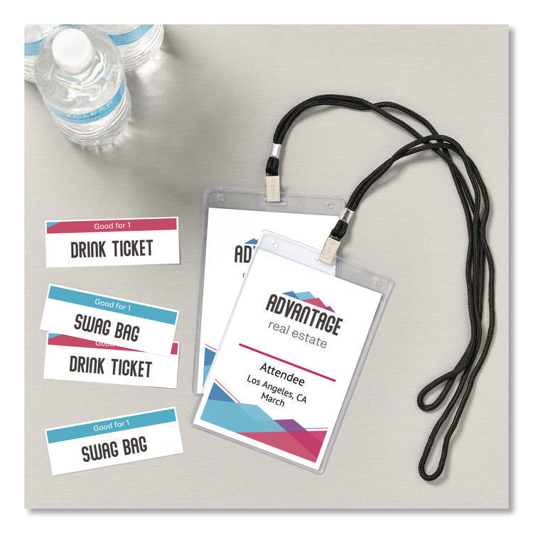 Lanyard-Style Badge Holder W/laser/inkjet Inserts, Top Load, 4.25 X 6, We, 25/pk