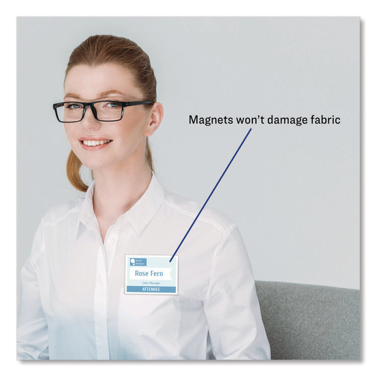 Magnetic Style Name Badge Kit, Horizontal, 4 X 3, White, 24/pack