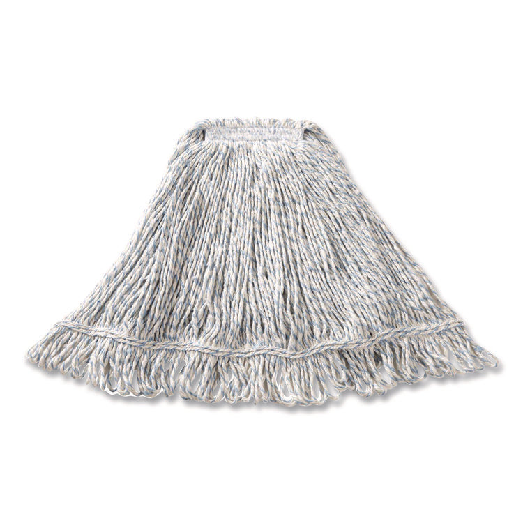 Super Stitch Finish Mop Heads, Cotton/Synthetic, Blue/White