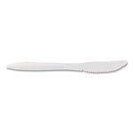 Mediumweight Polypropylene Cutlery, Knife, Plastic, White, 1,000/Carton