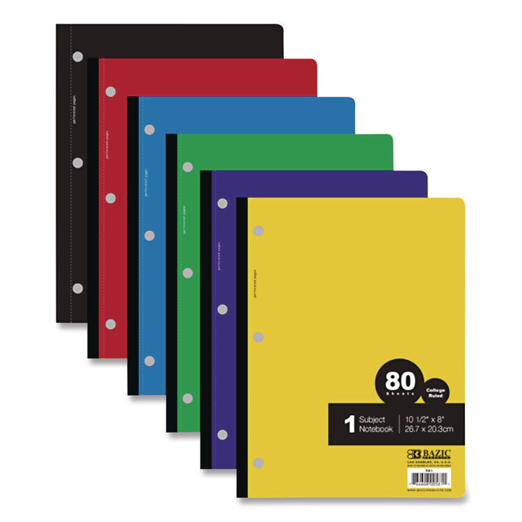 Wireless Notebooks, 1-Subject, Medium/College Rule, Randomly Assorted Cover Color, (80) 10.5 x 7.5 Sheets