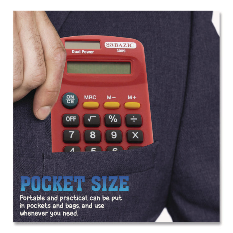 Dual Power Pocket Size Calculator, 8-Digit, LCD