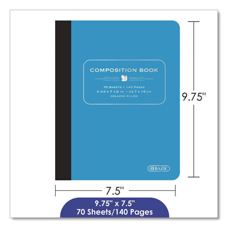 Poly Cover Composition Books, Medium/College Rule, Randomly Assorted Cover Color, (70) 9.75 x 7 Sheets