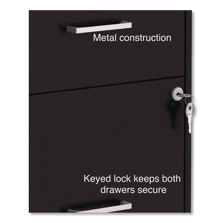 Soho Vertical File Cabinet, 2 Drawers: File/file, Letter, Black, 14" X 18" X 24.1"