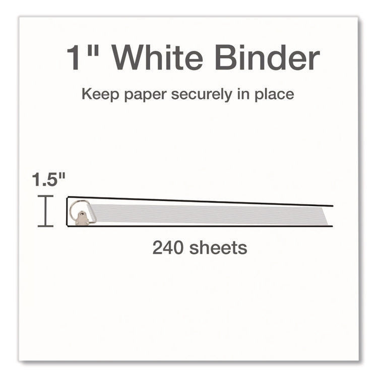 XtraLife ClearVue Non-Stick Slant-D Ring Binder, 3 Rings, 1" Capacity, 11 x 8.5, White