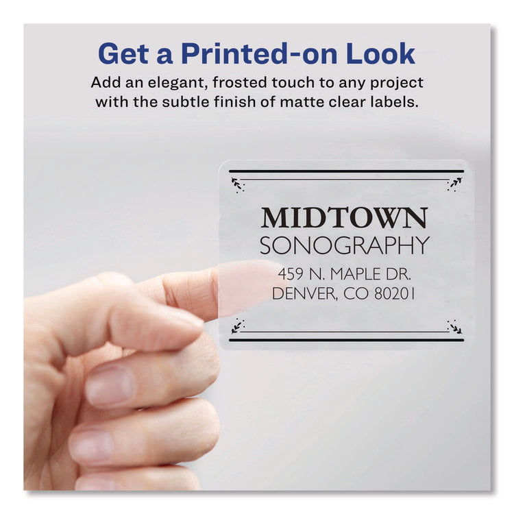 Matte Clear Easy Peel Mailing Labels W/ Sure Feed Technology, Laser Printers, 3.33 X 4, Clear, 6/sheet, 10 Sheets/pack