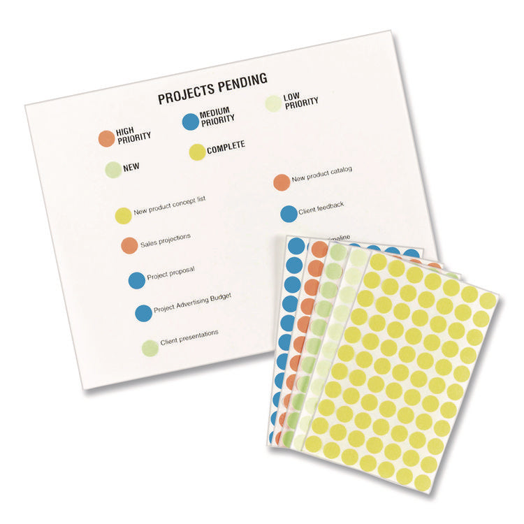 Handwrite Only Self-Adhesive Removable Round Color-Coding Labels, 0.5" dia, Neon Orange, 60/Sheet, 14 Sheets/Pack, (5062)