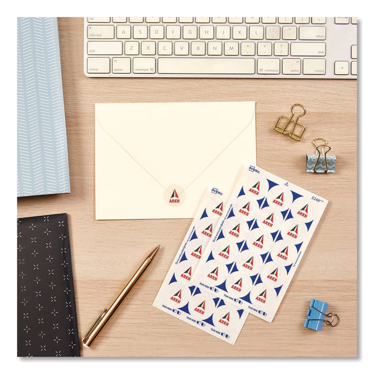 Printable Mailing Seals, 1" dia, Clear, 15/Sheet, 32 Sheets/Pack, (5248)