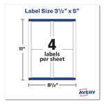 White Shipping Labels-Bulk Packs, Inkjet/laser Printers, 3.5 X 5, White, 4/sheet, 250 Sheets/box